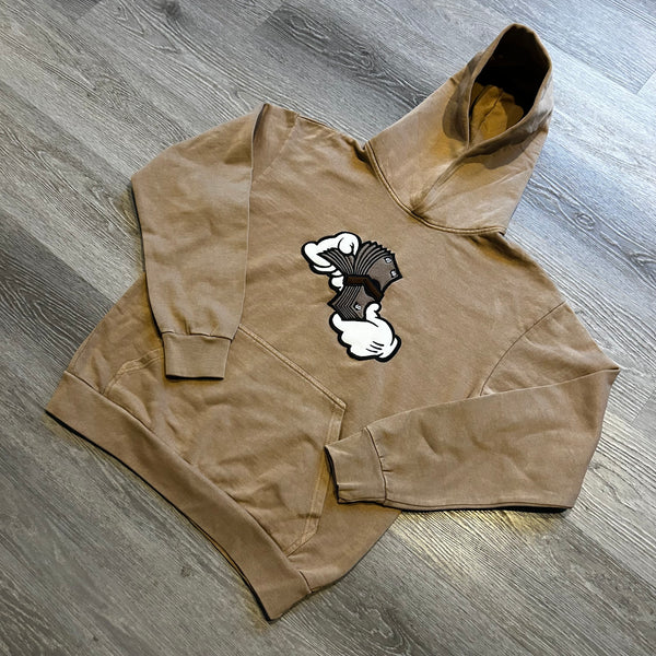 Money Hands - Tan Hoody - Brown/ Tan Premium Design