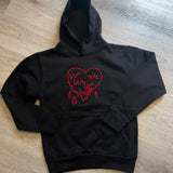 Big Heart - Black Hoody - Red design