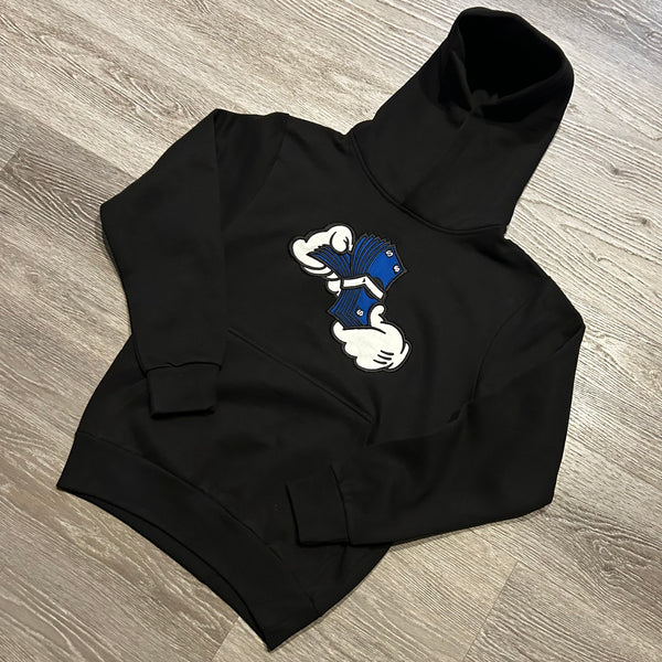 Money Hands - Black Hoody - Blue/ White Premium Design