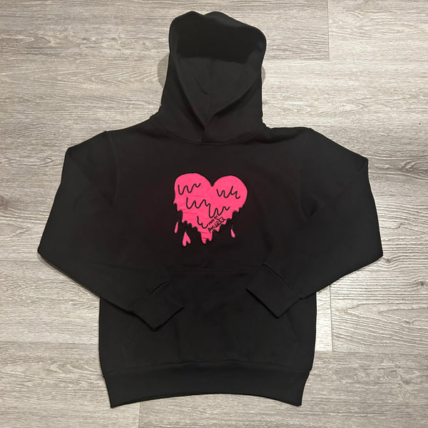 Big Heart - Black Hoody - Pink design