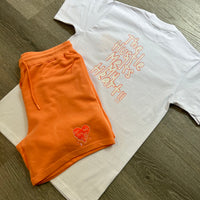 Heart - Peach Shortset - Peach/ White Design