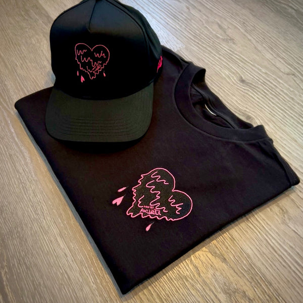 Heart - Black T-Shirt - Pink Design