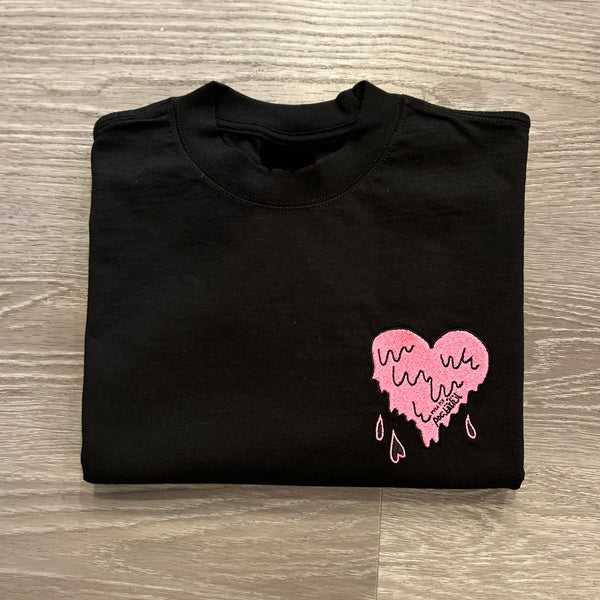 Heart - Black T-Shirt - Pink Design