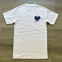 Heart - White T-Shirt - Blue/ White Design