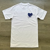 Heart - White T-Shirt - Blue/ White Design