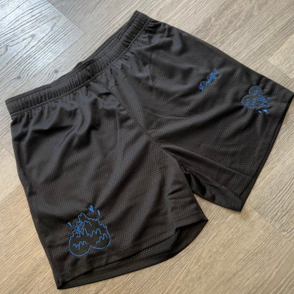 Mesh - Black Shorts - Blue Design