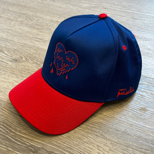 Heart - Red/ Blue SnapBack Hat - Blue/ Red Design