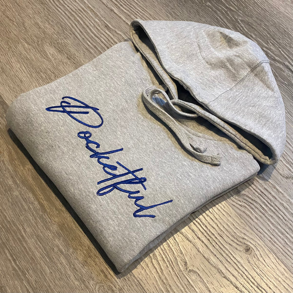 New Script - Grey Hoody - Blue Design