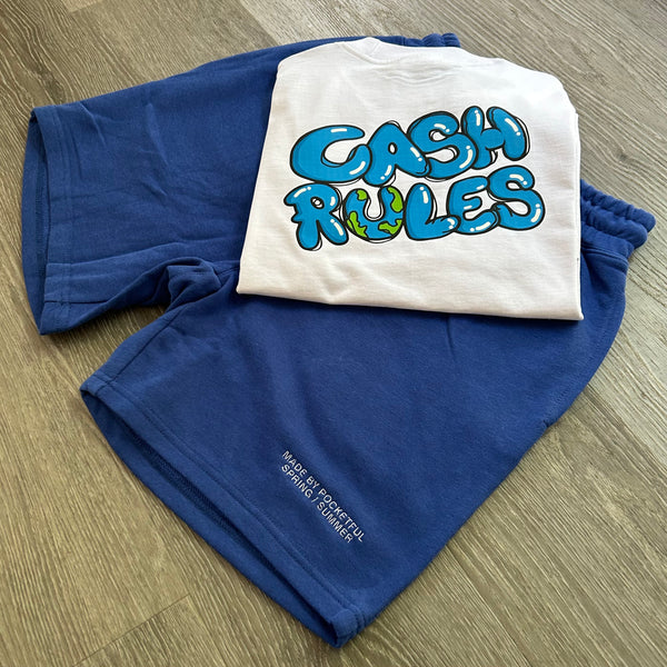 Cash Rules - Blue/ White Shortset - Blue/ White Design