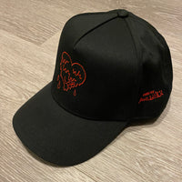 Heart - Black SnapBack Hat - Red Design