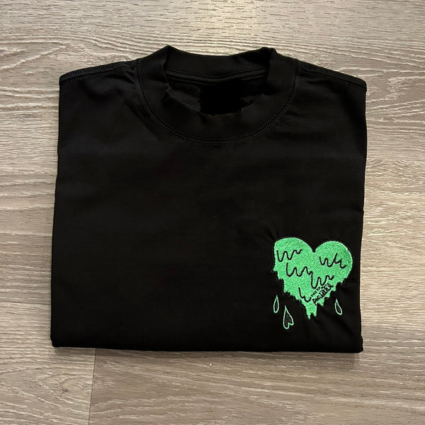 Heart - Black T-Shirt - Green Design