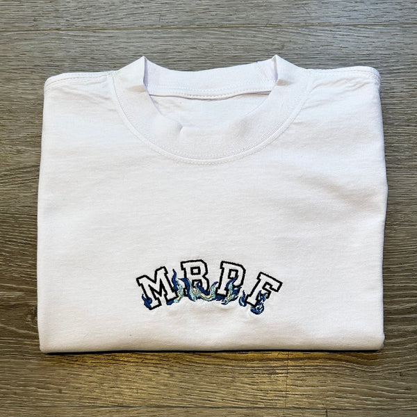 MBPF - White T-Shirt - Blue/ Black Design