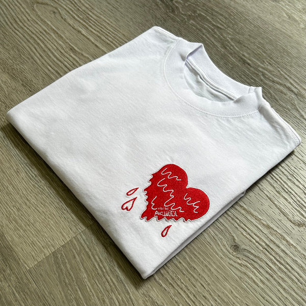 Heart - White T-Shirt - Red/ White Design