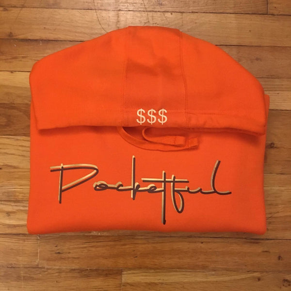 Script - Orange Hoody - Silver/ Black Design