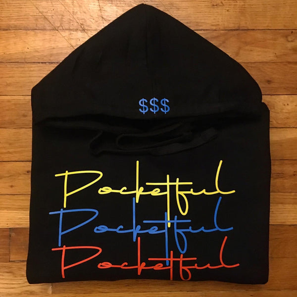 Script 3x - Black Hoody - Yellow/ Blue/ Red Design