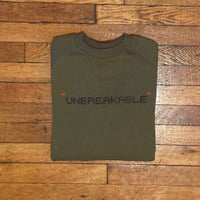 UNBREAKABLE - Olive Crewneck - Black/ Red Design