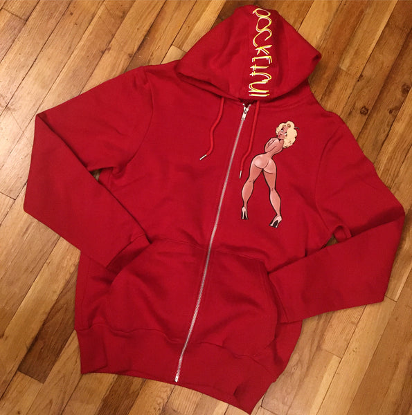 Miss Betty - Red Zip Hoody - White Design