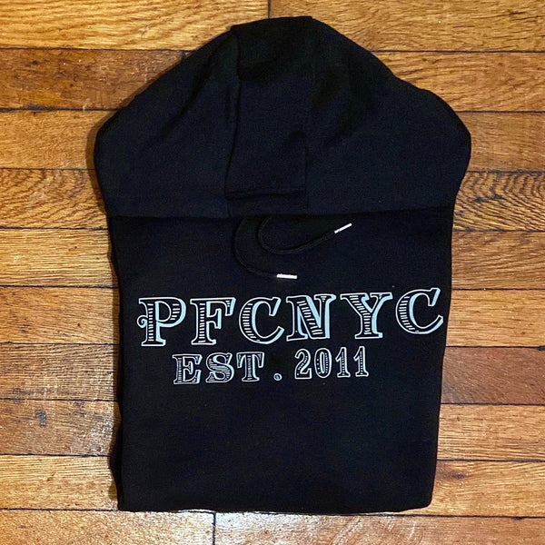 PFC NYC - Black Hoody - Sky Blue Design