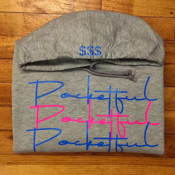 Script 3x - Grey Hoody - Blue/ Hot Pink Design