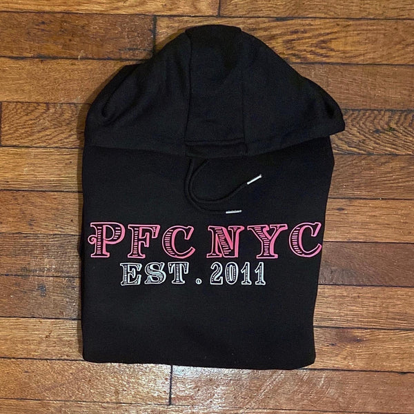 PFC NYC - Black Hoody - Pink/ White Design