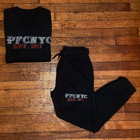 PFC NYC - Black Crewneck Suit - Red/ White Design