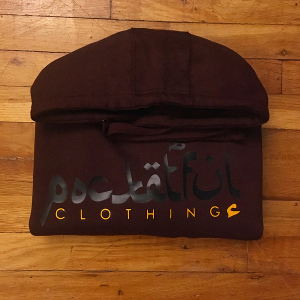 Arabic - Brown Hoody - Black/ Orange Design