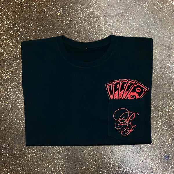 Classic - Black Pocket Tee - Red Design