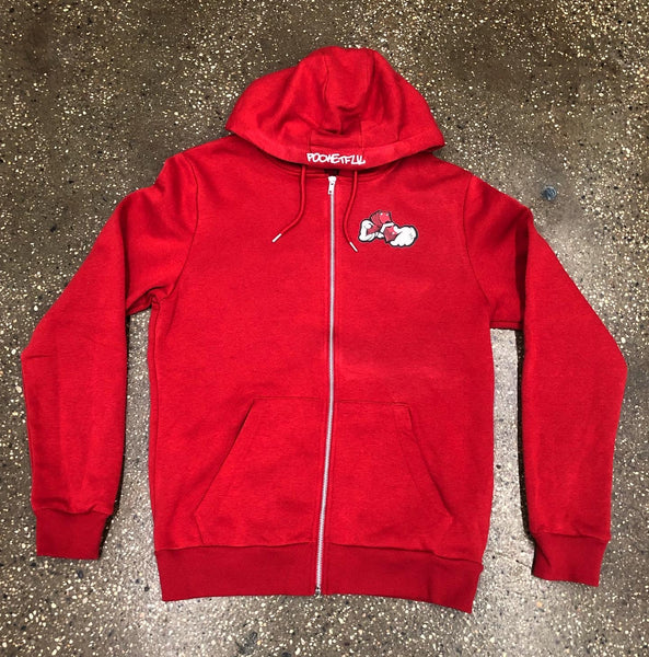 Money Hands - Red Zipper Hoody - Red Design