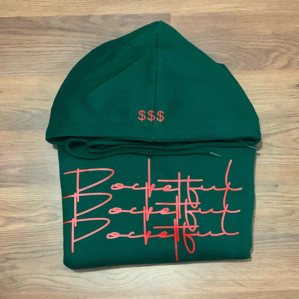 Script 3x - Forest Green Hoody - Red Design