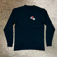 Money Hands Patch - Black Long Sleeve Tee - White/ Red Design