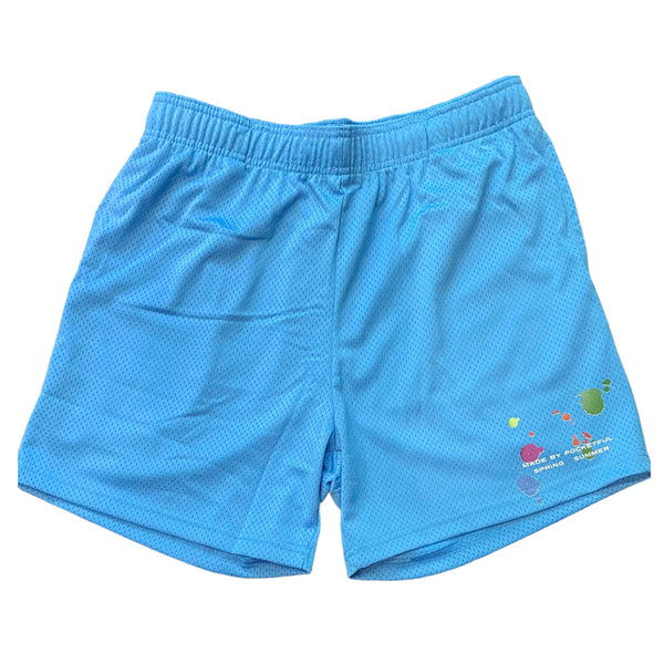 Splash - Sky Blue Mesh Shorts - Multi Color Design