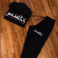 Arabic - Black Sweatsuit - White/Red Design