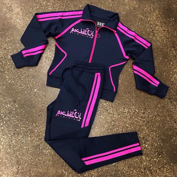 Arabic - Navy Track Suit - Pink Design