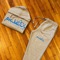 Arabic - Grey Sweatsuit - Sky Blue Design