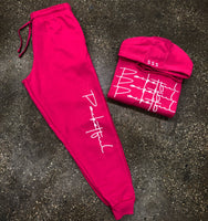 Script 3x - Hot Pink Sweatsuit - White Design