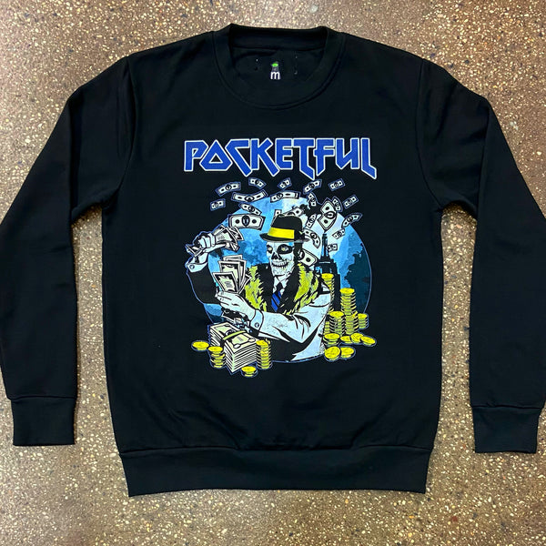 PF Maiden - Black Crewneck - Blue Design