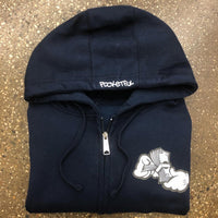 Money Hands - Navy Blue Zip Hoody - Grey Design