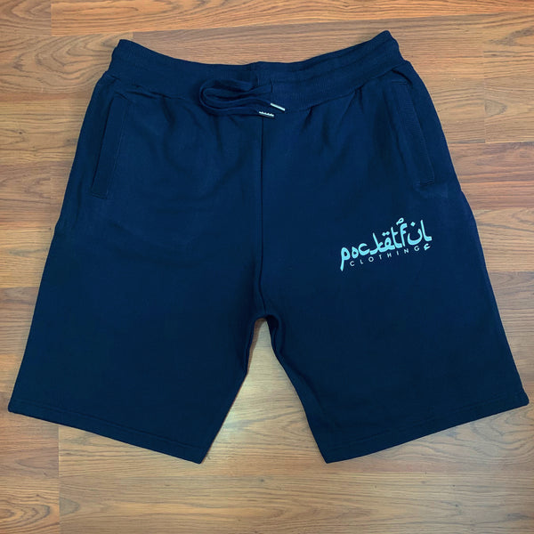 Arabic - Navy Shorts - Sky Blue Design