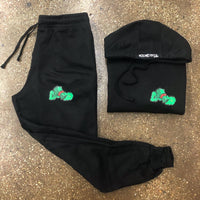 Money Hands - Black Sweatsuit - Green/Red Design