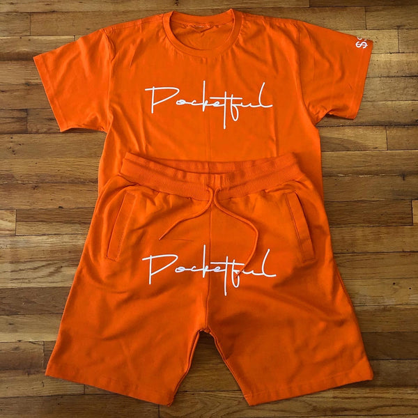 Script - Orange Shortset - White Design