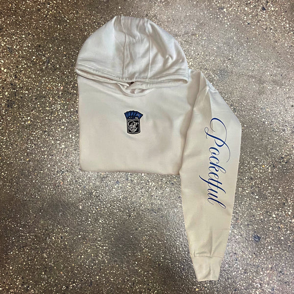 Money Patch - White Hoody - Blue Design