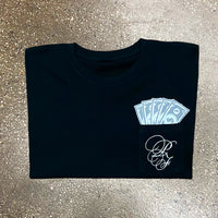 Classic - Black Pocket Tee - Grey/ White Design