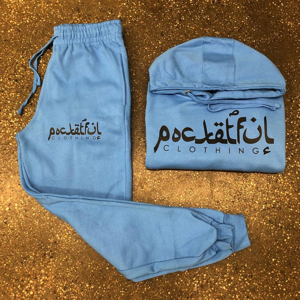 Arabic - Sky Blue Sweatsuit - Black Design