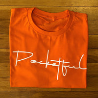 Script - Orange T-Shirt - White Design