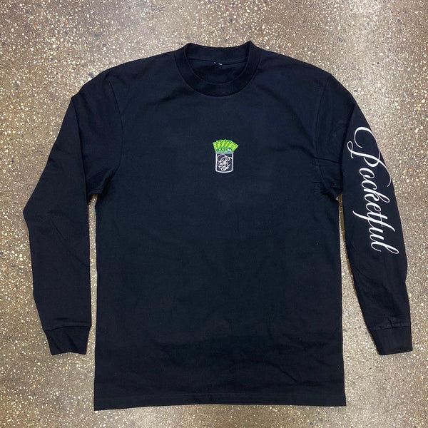 Money Patch - Black Long Sleeve Tee - White Design