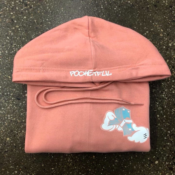 Money Hands - Pink Hoody - Pink/ Sky Blue Design