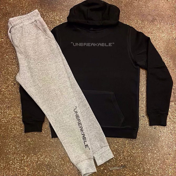 Unbreakable - Black Hoody/ Grey Sweats - Black Design