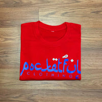 Arabic - Red T-Shirt - Blue/ White Design