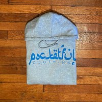 Arabic - Grey Hoody - Reflective Blue Design