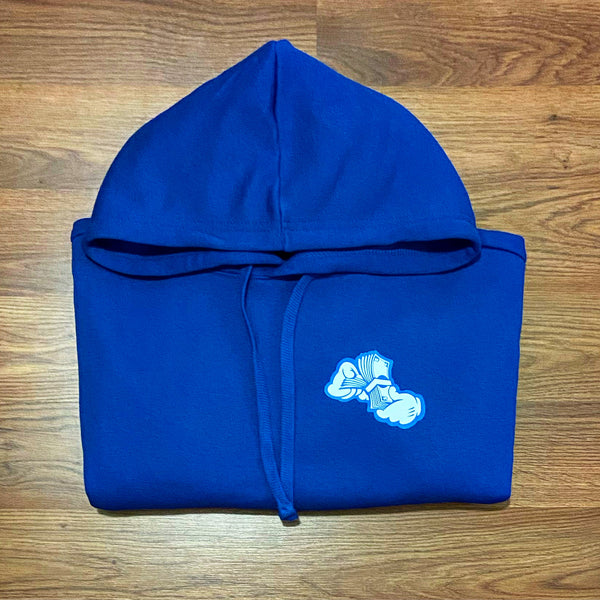 Money Hands - Royal Blue Hoody - Royal Blue/ White Design